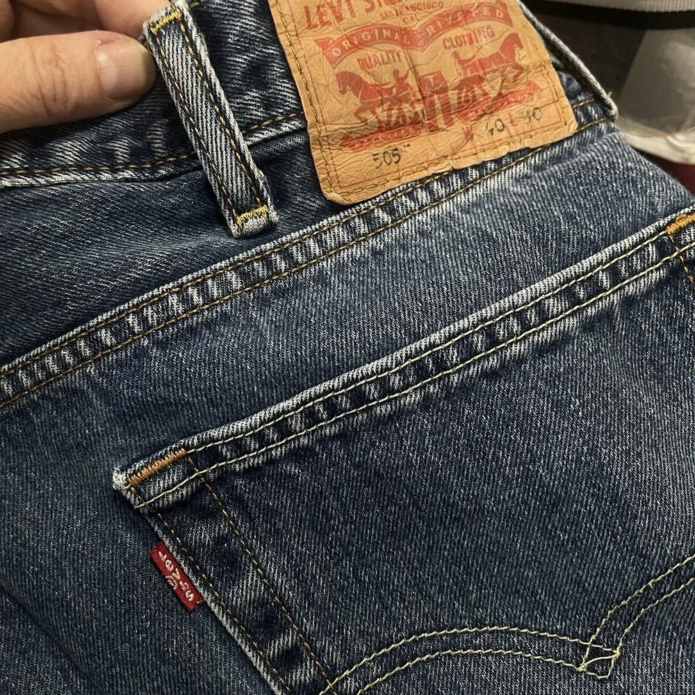 Levi's 505 Regular Fit Jeans Men's 40x30 Dark Stonewash Straight Leg Blue Denim
